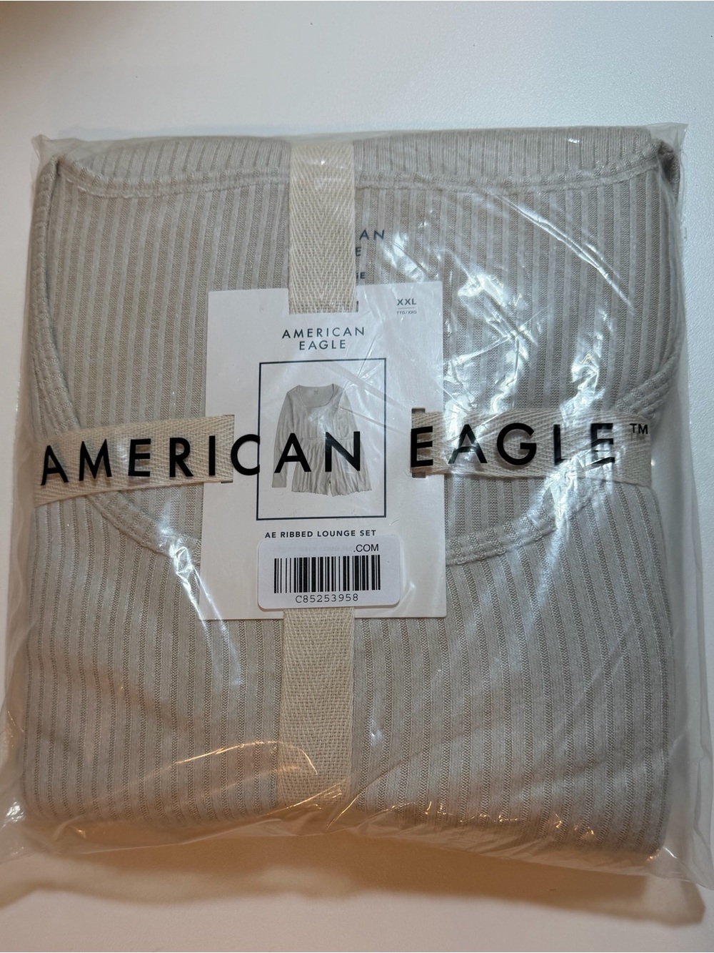 NWT American Eagle Ribbed Lounge Set XXL Oatmeal Beige Cozy 2 Pc Matching Knit